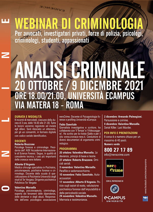 WEBINAR DI CRIMINOLOGIA - Analisi Criminale