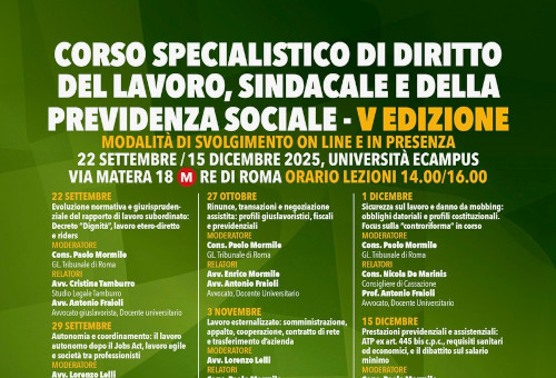 Corso specialistico di diritto del lavoro sindacale