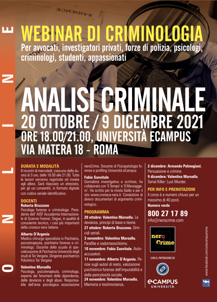 WEBINAR DI CRIMINOLOGIA - Analisi Criminale