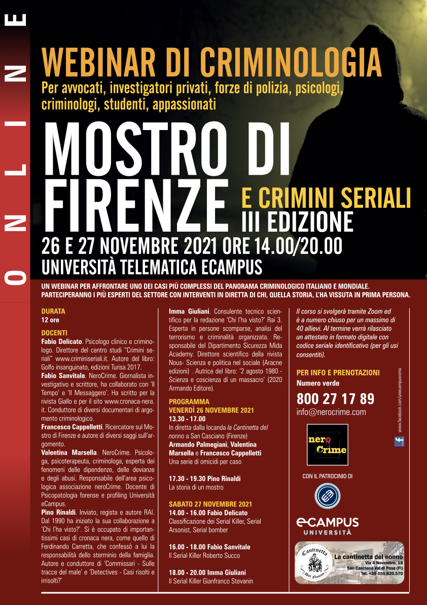 WEBINAR DI CRIMINOLOGIA - Mostro di Firenze