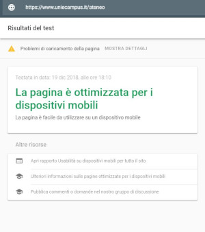 validazione Google-mobile pagina Ateneo