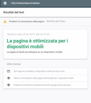 validazione Google-mobile pagina Ateneo