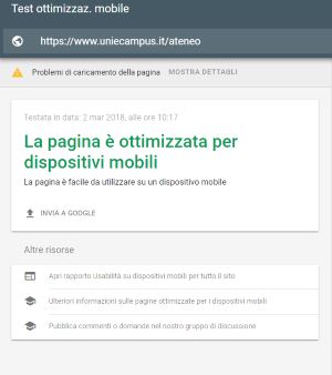 validazione Google-mobile pagina Ateneo