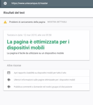 validazione Google-mobile pagina Master