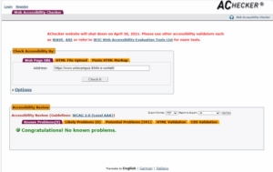 validazione AChecker pagina info e contatti