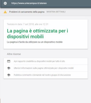 validazione Google-mobile pagina Ateneo